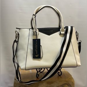 ENVELOPE STITCH TOTE BAG U.S. Polo Assn. Womens White Faux Leather